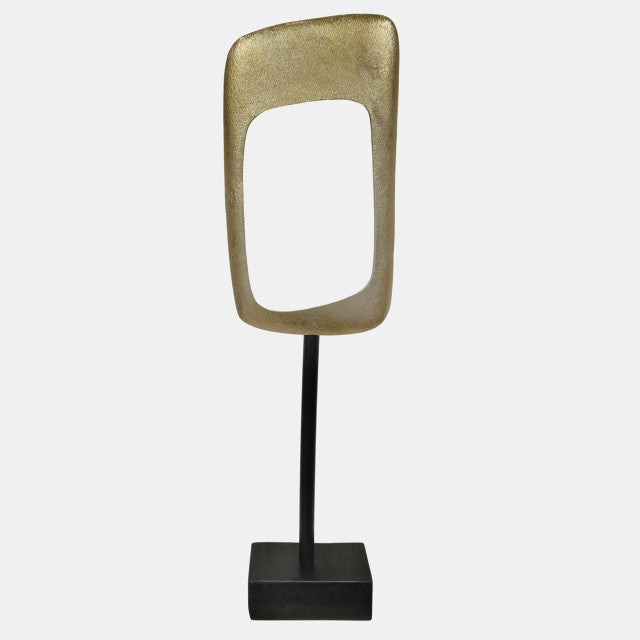 Gold aluminum rhombus stand with a geometric diamond shape.