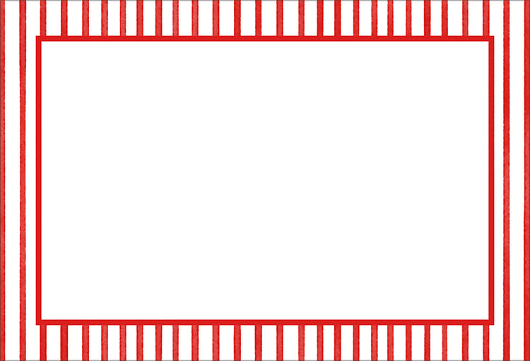 Red pinstripe classic folded place cards measuring 9 cm by 5.75 cm.