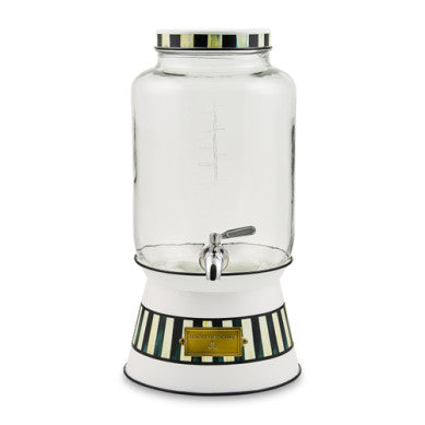 Galvanized metal beverage dispenser with glass insert