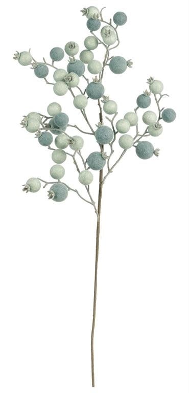 29-inch artificial rosehip berry spray in shades of gray with an iced, frosted finish.