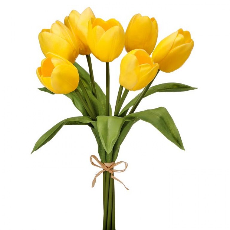 Bundle of four white foam tulips with a classic cup shape.