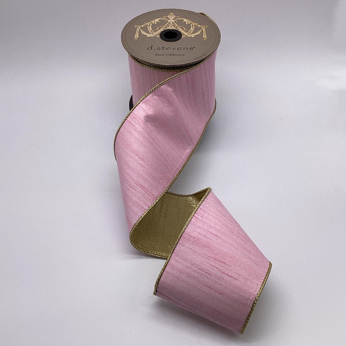 Slub Dupion ribbon with metallic gold back in a rich, elegant texture.