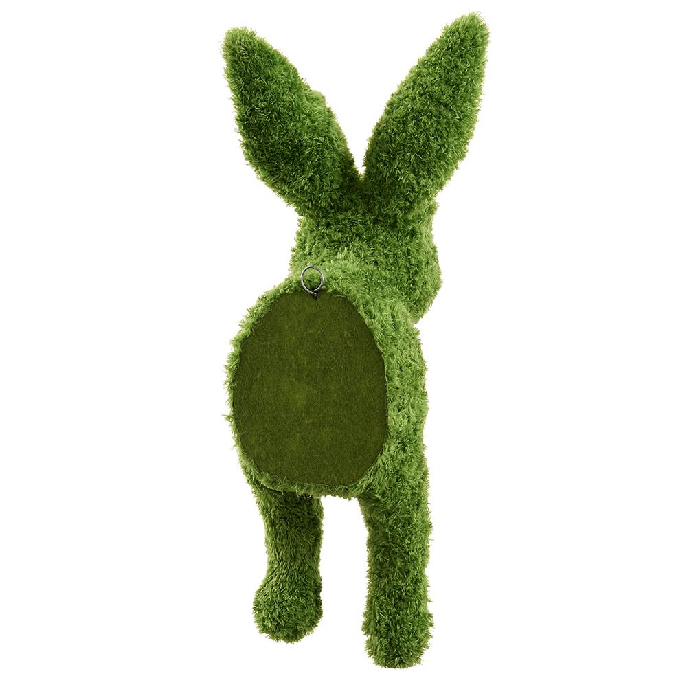 Green moss-covered bunny wall decor with artificial fur texture