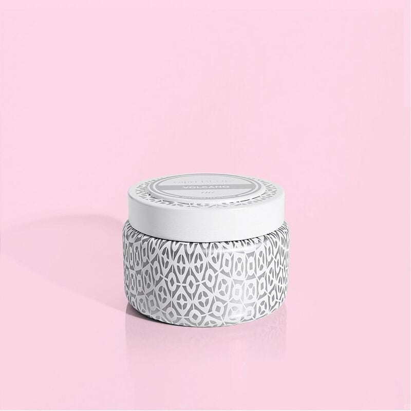 Volcano White Signature  Printed Travel Tin Candle