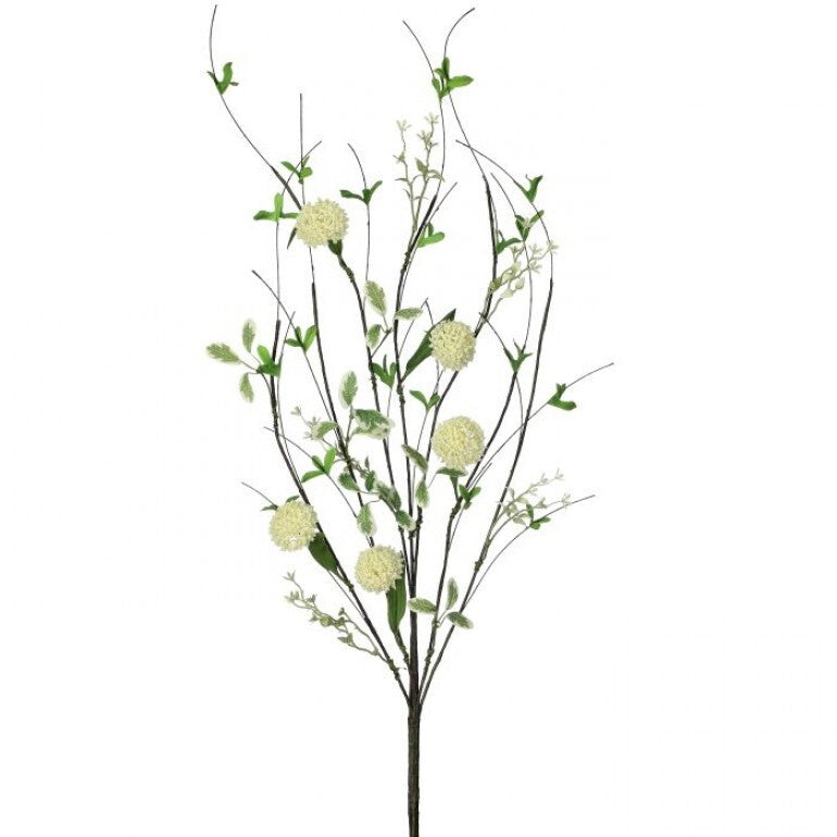 35-inch Wild Meadow spray with a natural green leafy pattern on an off-white background.