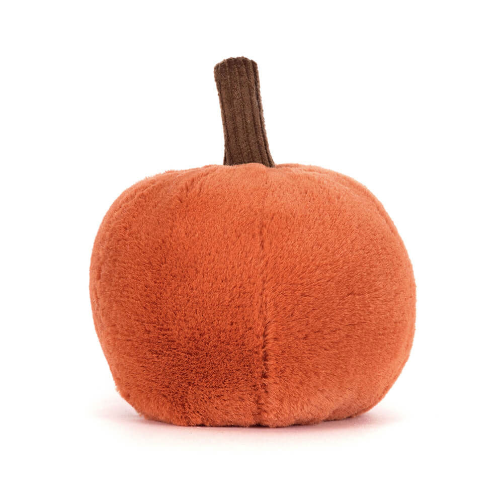 Ooky Jack O Lantern plush pumpkin toy with orange fur and a brown corduroy stem.