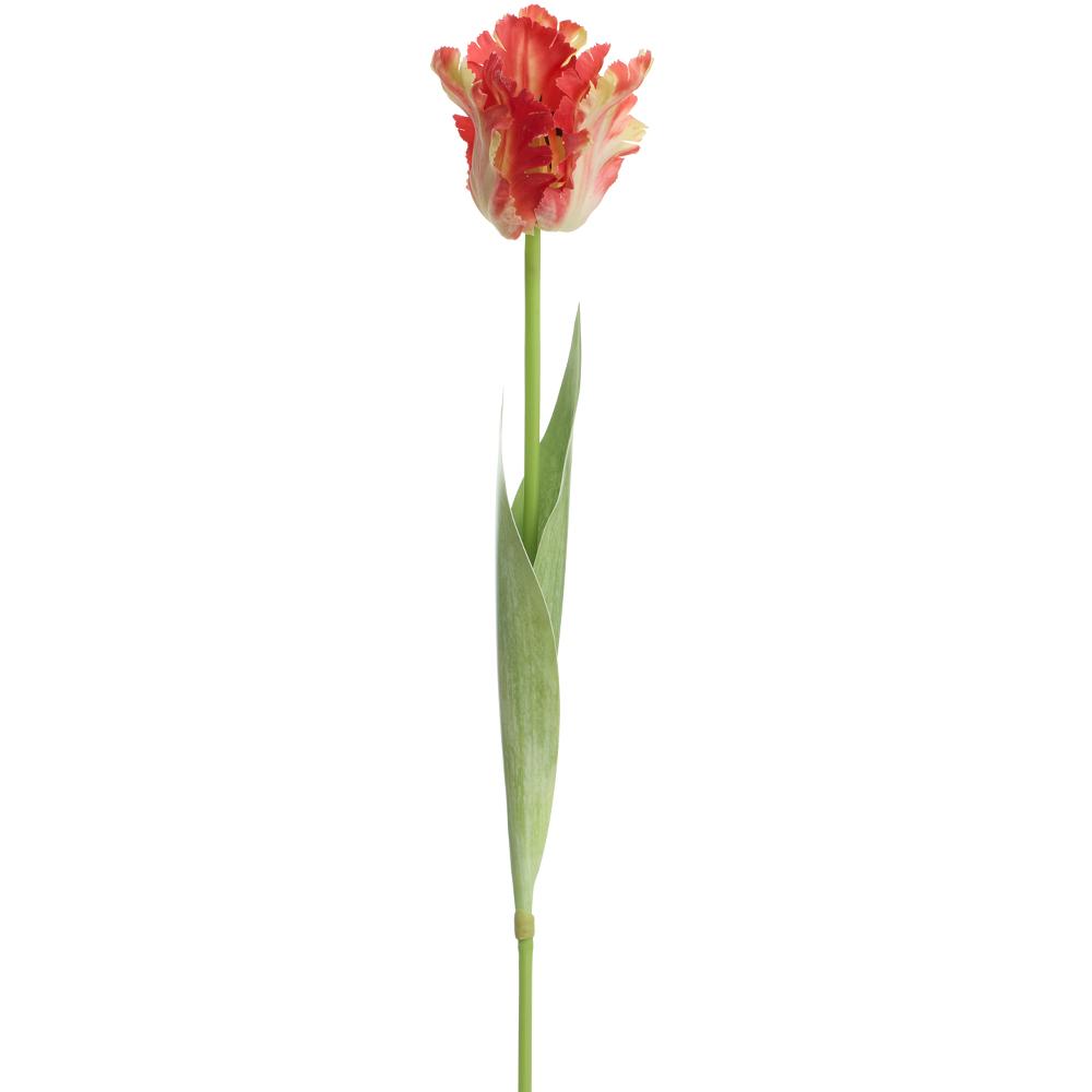 Polyester parrot tulip spray with plastic stems in a vibrant green color.