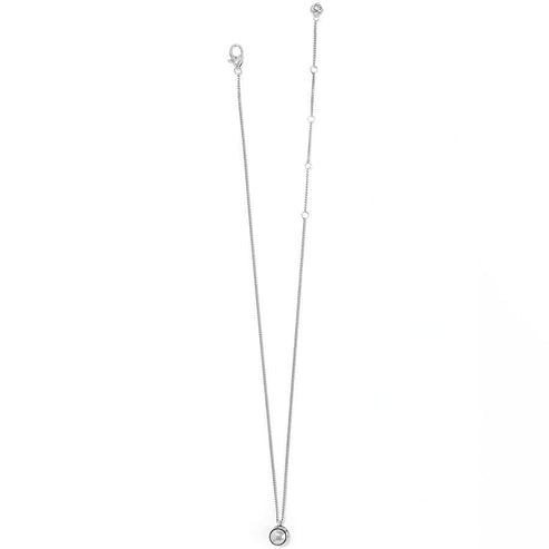 Silver plated Contempo Nuevo Petite Dome Necklace with a lobster claw closure and adjustable chain.