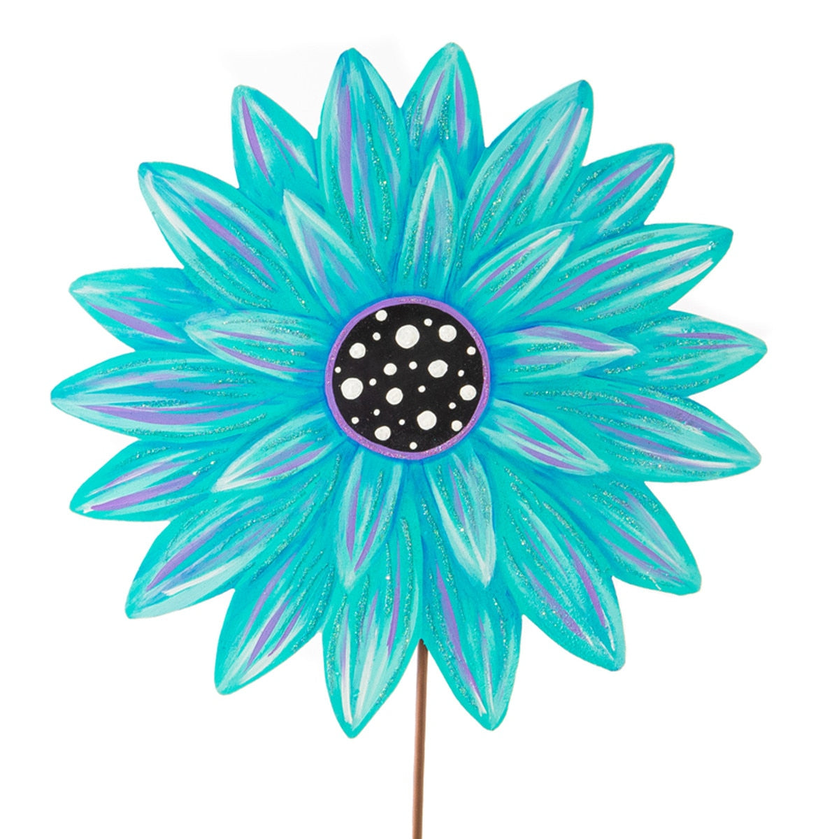 Turquoise Gerber stake with a turquoise fabric panel measuring 14 inches wide.