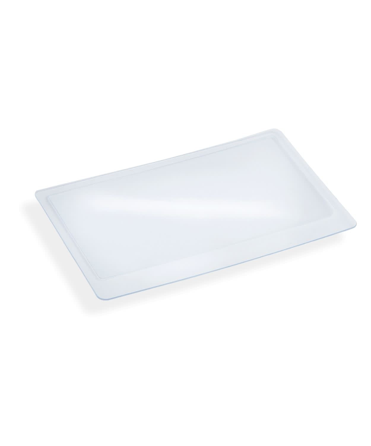 Card-shaped pocket magnifier with a clear lens housed in a compact rectangular frame.
