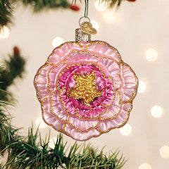 A vibrant peony ornament with soft elegance in a lush floral pattern.