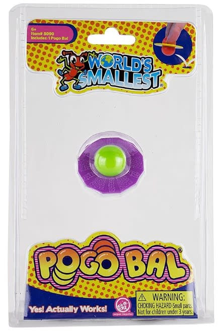 Miniature finger-sized pogo ball with a classic black-and-white striped pattern on a white background.