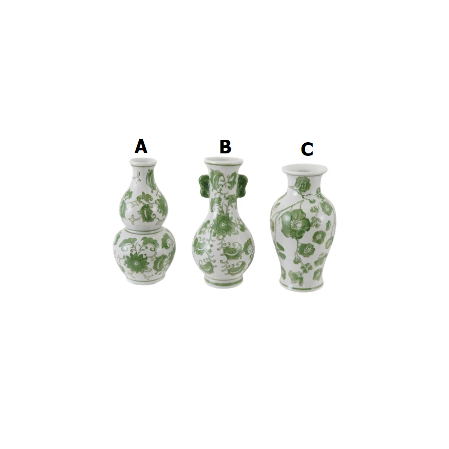 Hand-painted stoneware vase with floral design in earthy tones