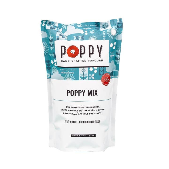 Front view of Market Bag Popcorn in white cheddar flavor with dill.