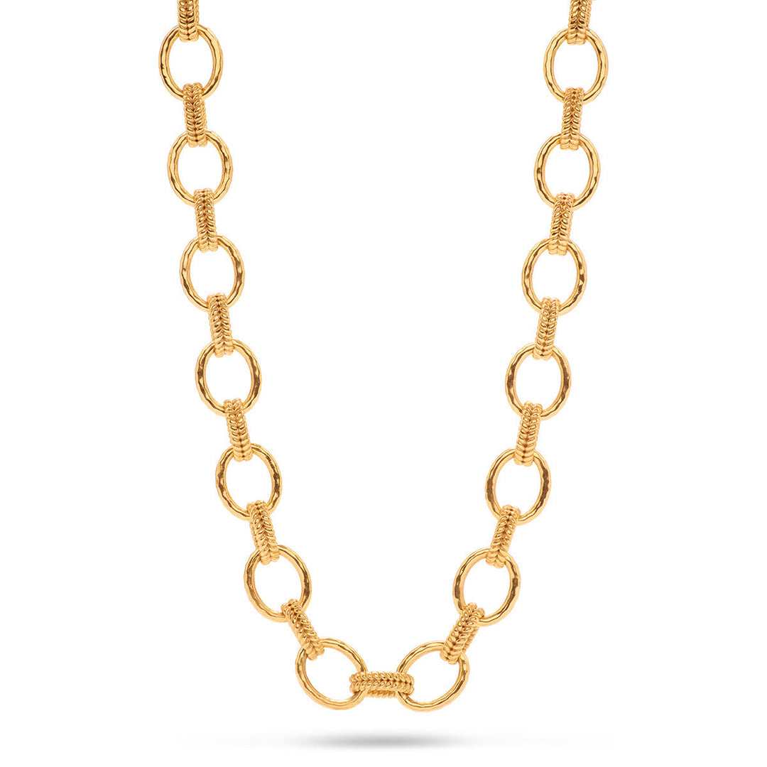 Gold-plated brass Cleopatra Regal Link necklace with chain link pattern.
