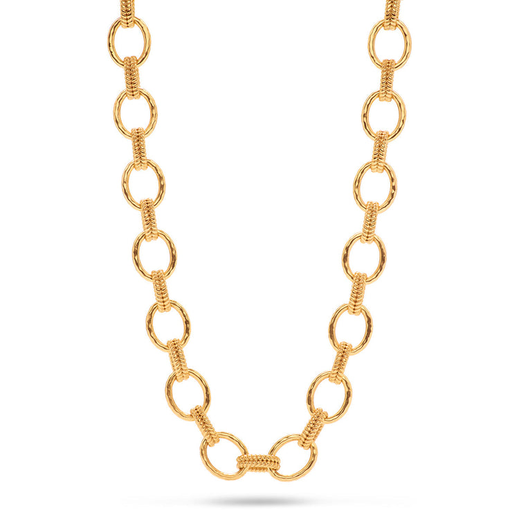 Gold-plated brass Cleopatra Regal Link necklace with chain link pattern.
