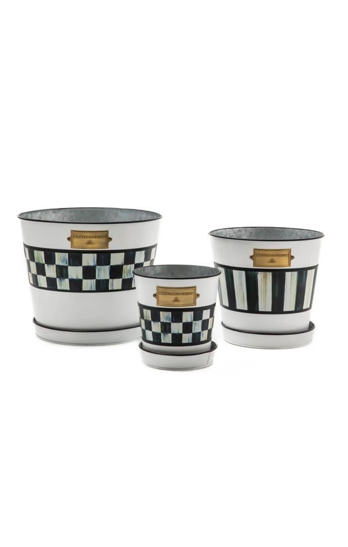galvanized plant saucer MacKenzie-Childs Spectator 3-Piece Pots & Saucers Set