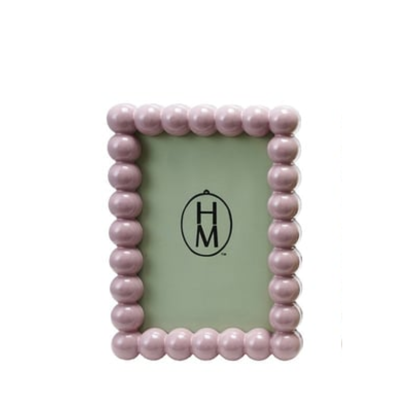 7-inch high pink MDF photo frame with a decorative hobnail bead border.