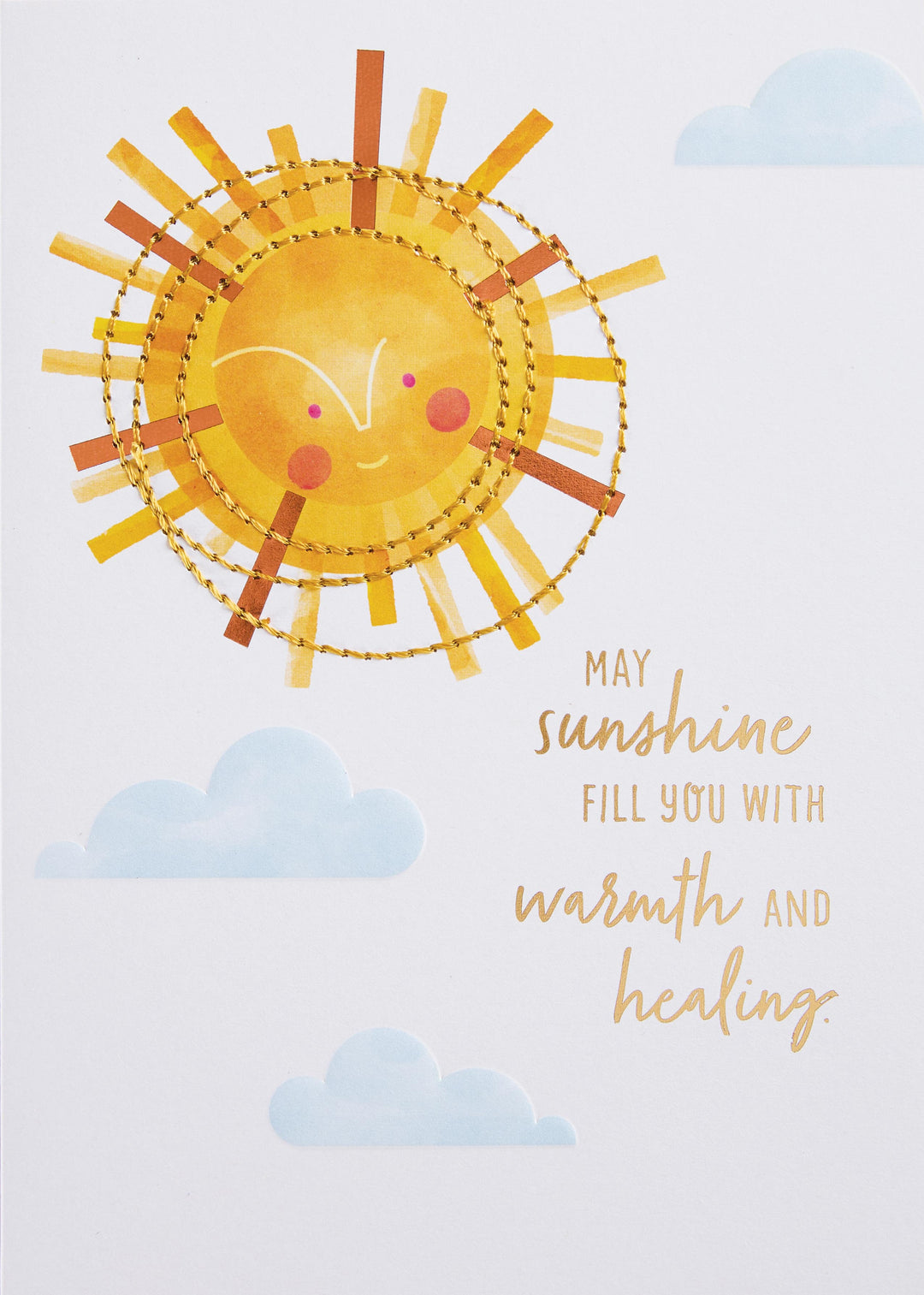 Sunshine-themed greeting card featuring a bright yellow sunburst pattern with cheerful rays on white background.