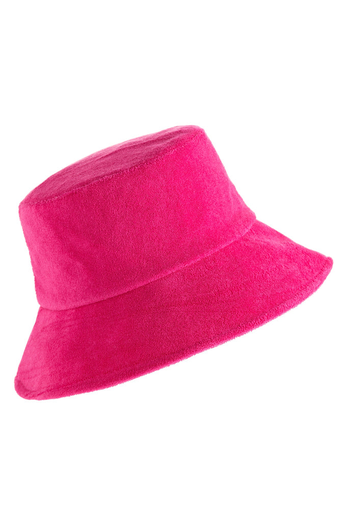 Sol bucket hat in terry cotton vegan fabric with a fun, trendy silhouette.