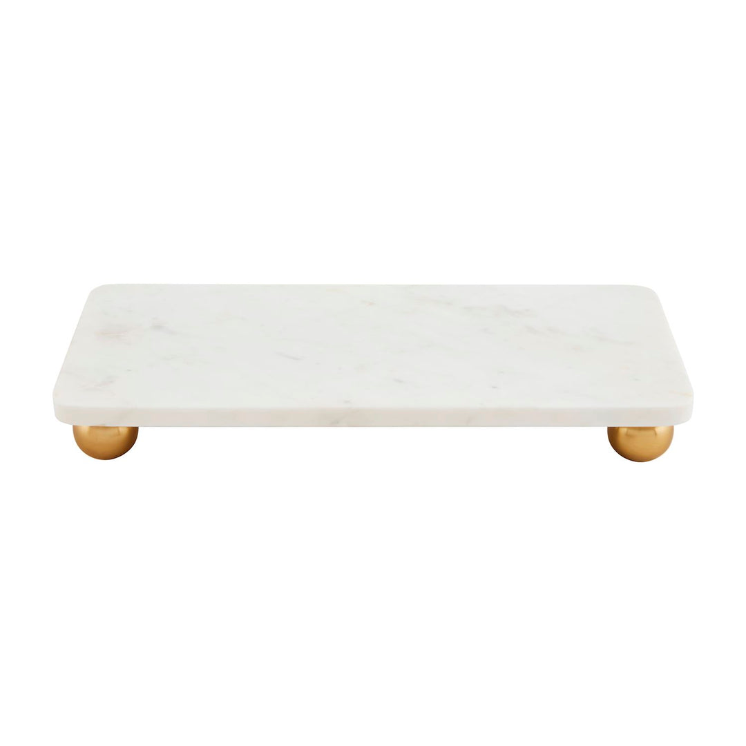 Gold footed marble board measuring six by fifteen inches