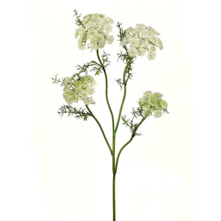 33-inch Wild Dill Spray white ceramic vase with organic spray silhouette