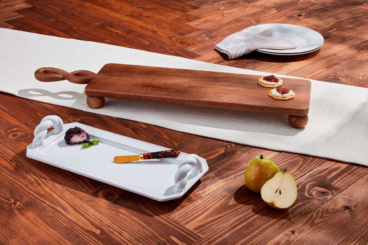 Terracotta twisted handle serving tray with matching spreader