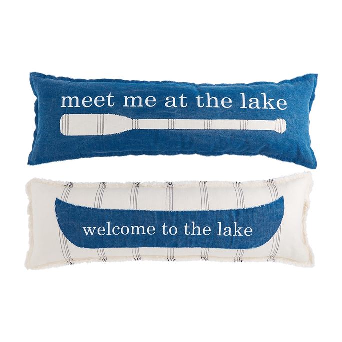 Long rectangular lake-themed pillow with a scenic water landscape print.