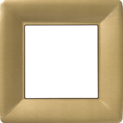 Ten-inch square paper plates with a classic linen texture in natural beige.