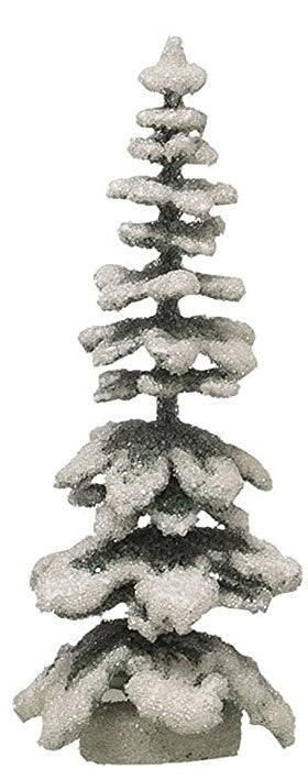Small paper tree decoration with glitter finish in green.