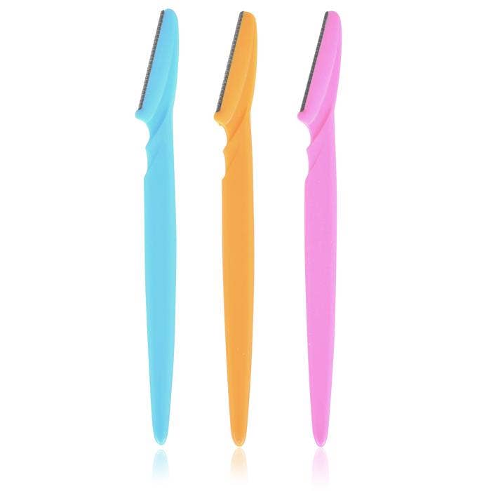Pink plastic bikini razor with eyebrow trimmer attachment