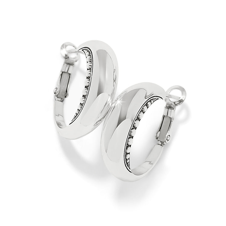 Silver plated arch hoop earrings with lever back posts inspired by an English horse bit.