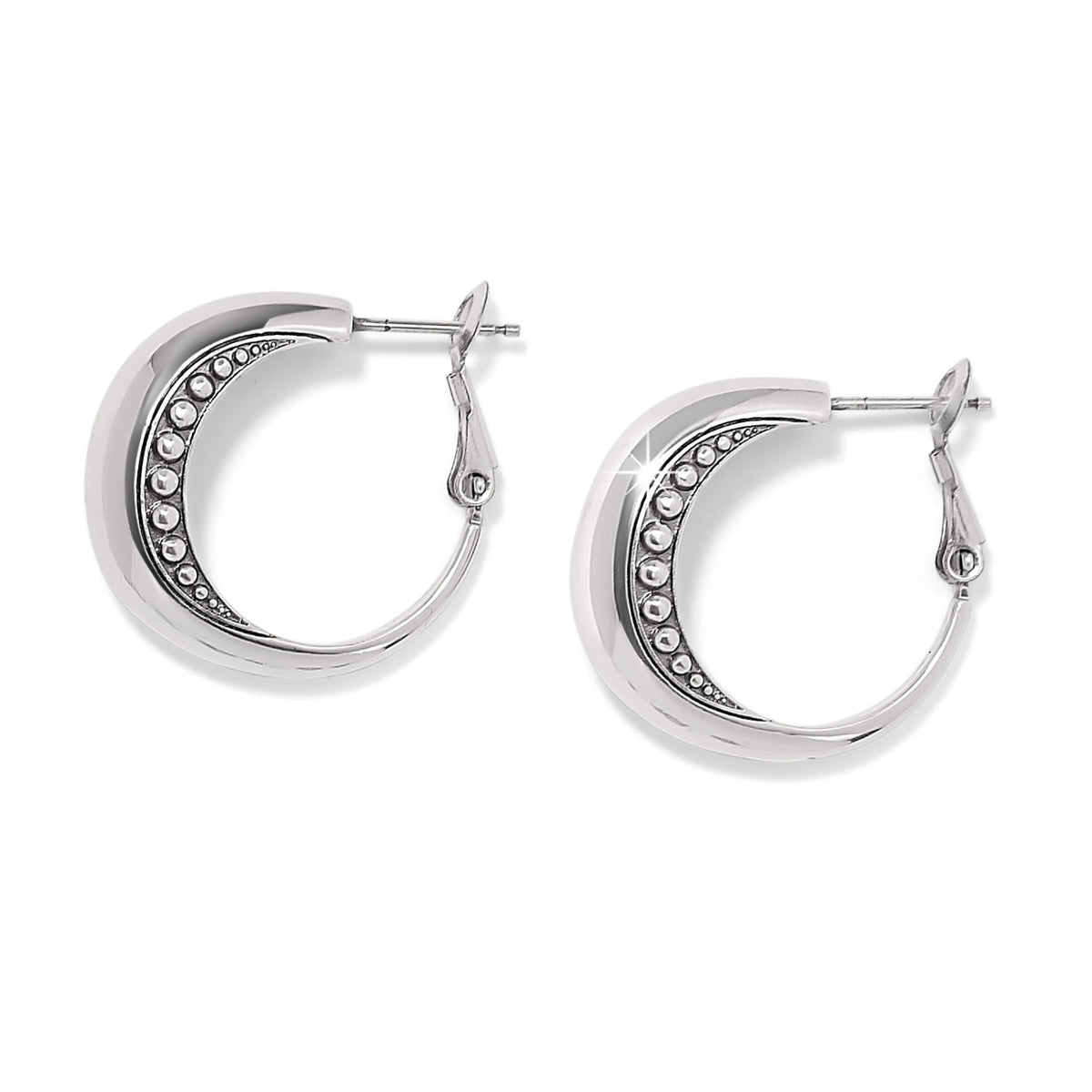Silver plated arch hoop earrings with lever back closure