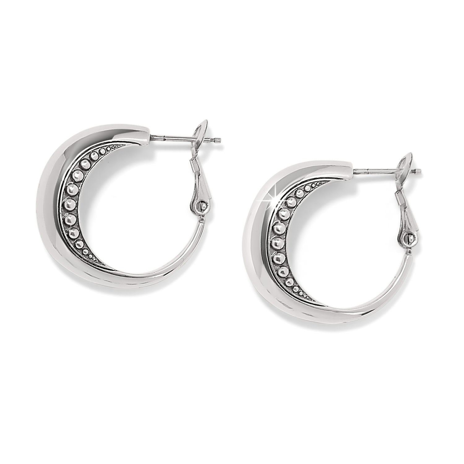 Silver plated arch hoop earrings with lever back closure