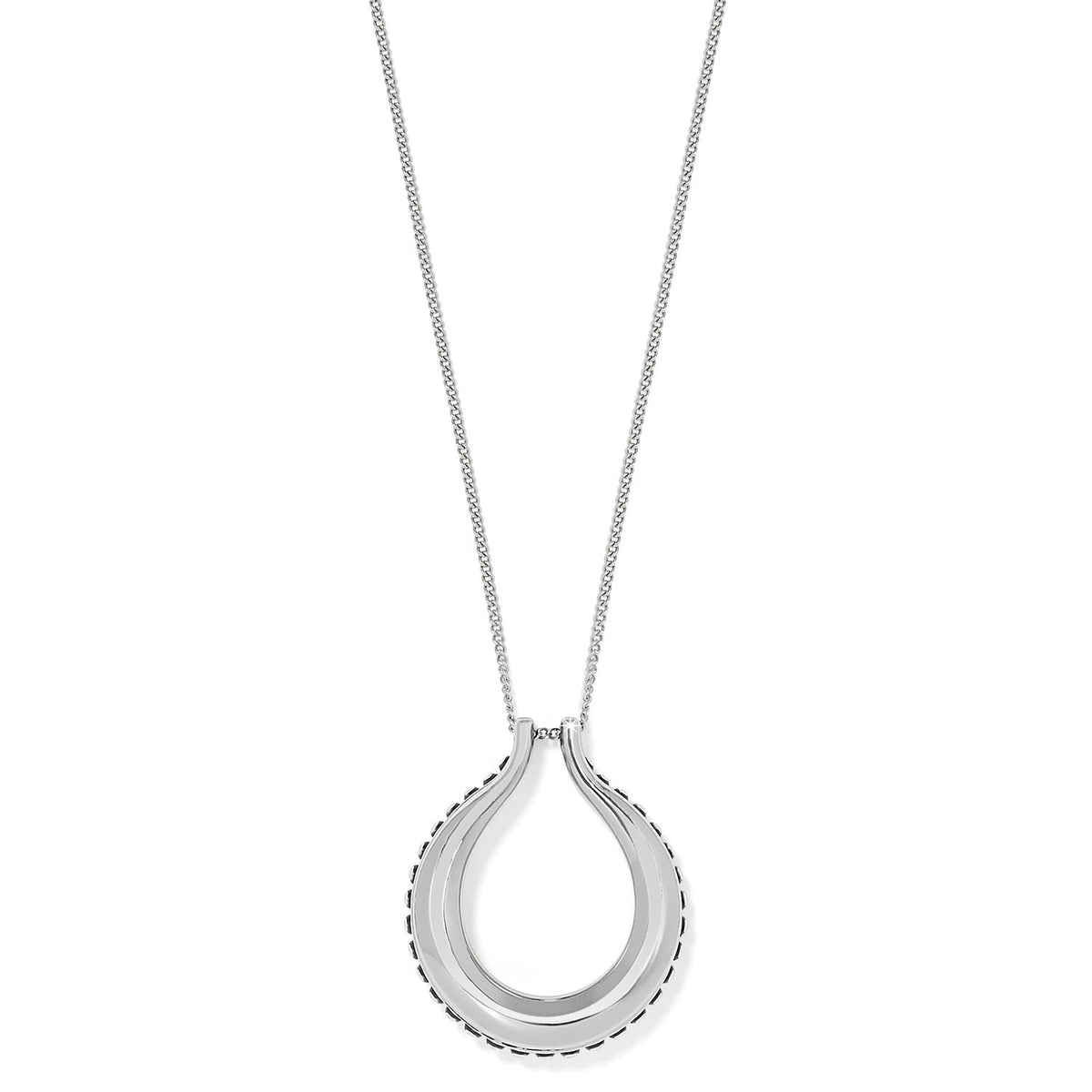 Silver plated arch-shaped pendant necklace with lobster claw closure