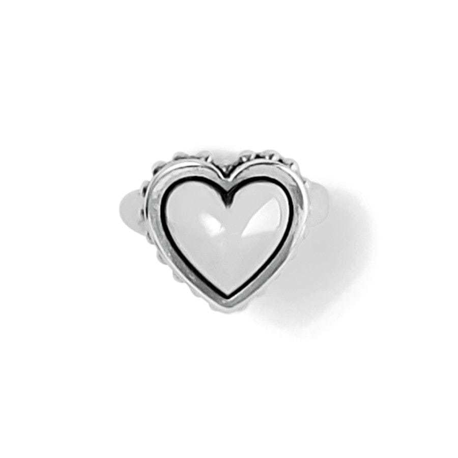 Silver plated bold heart ring with sculptural finish
