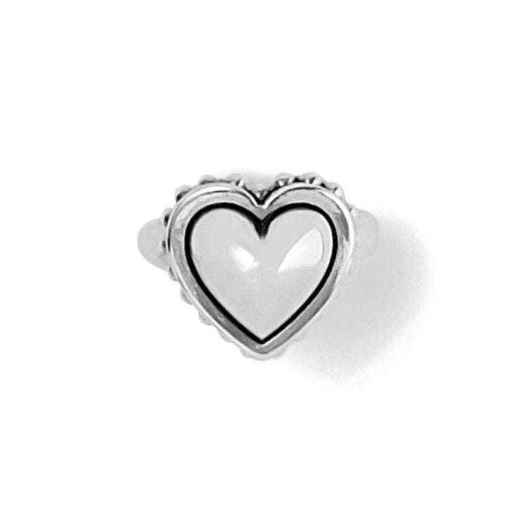 Silver plated bold heart ring with sculptural finish
