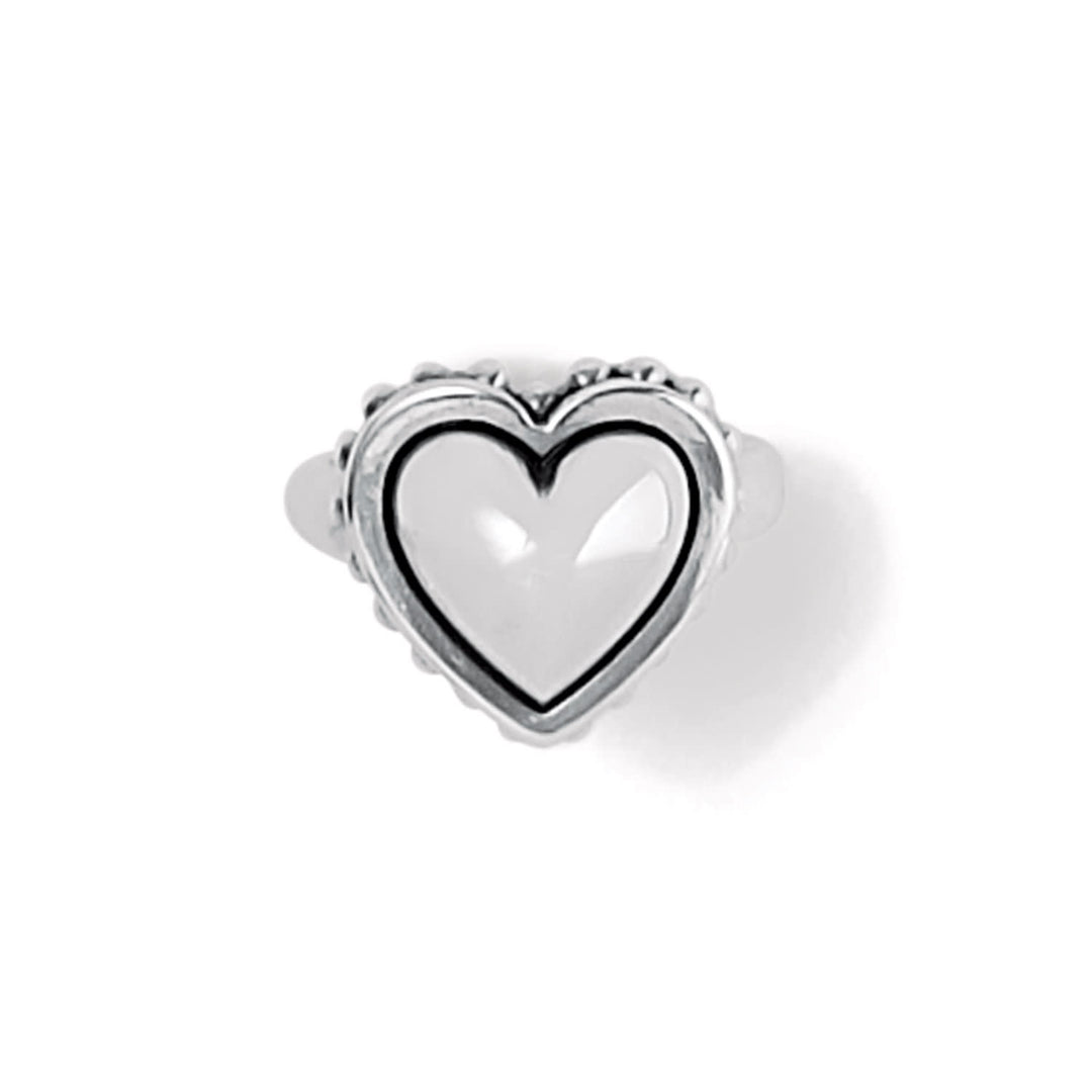 Silver plated bold heart ring with sculptural finish
