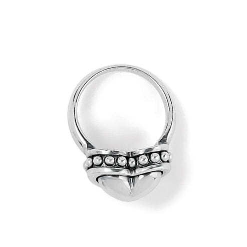 Silver plated bold heart ring with a sculptural handmade finish