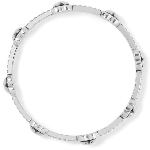 Silver plated bangle with a bold petite heart cutout on the front.