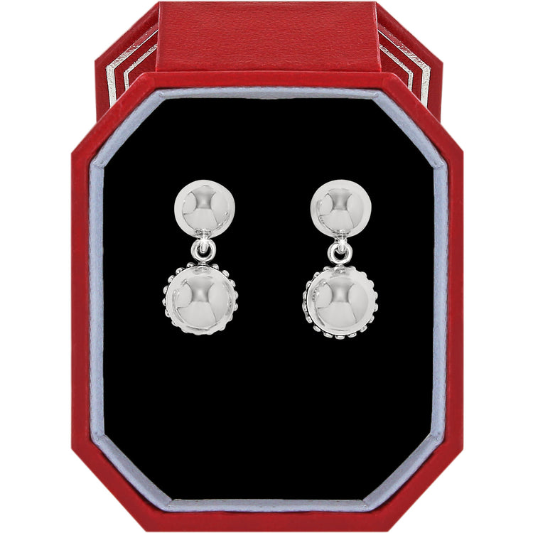 Silver plated stud post drop earrings with a bold geometric silhouette in an exclusive gift box.