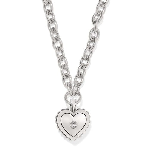 Two-tone silver-gold adjustable necklace with a bold heart pendant on an 18-inch chain.