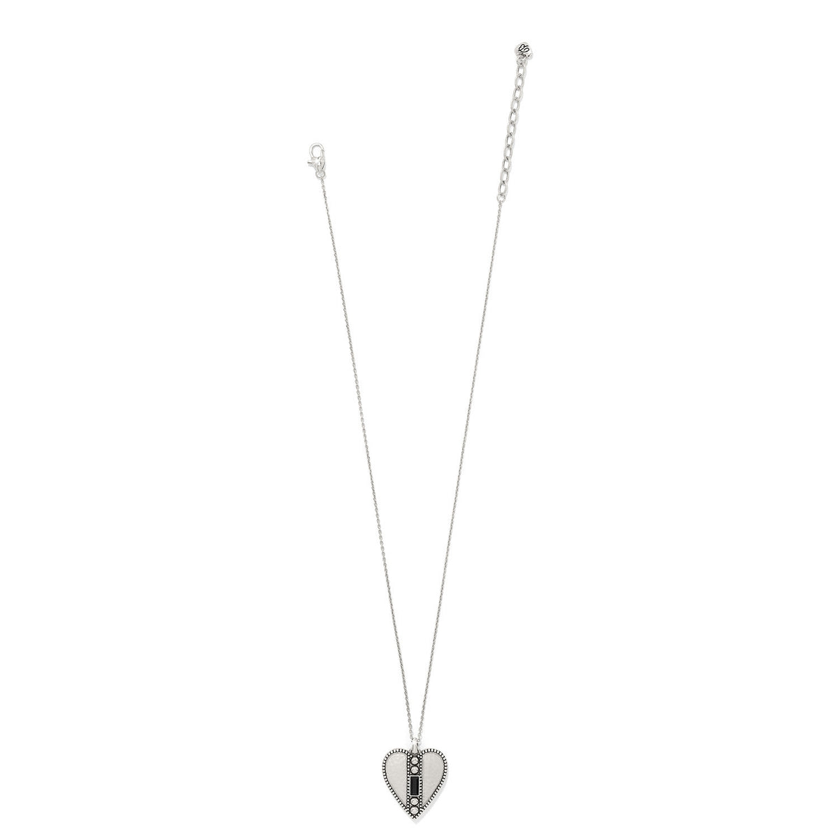 Silver plated necklace with aquamarine crystal heart pendant on an adjustable chain.