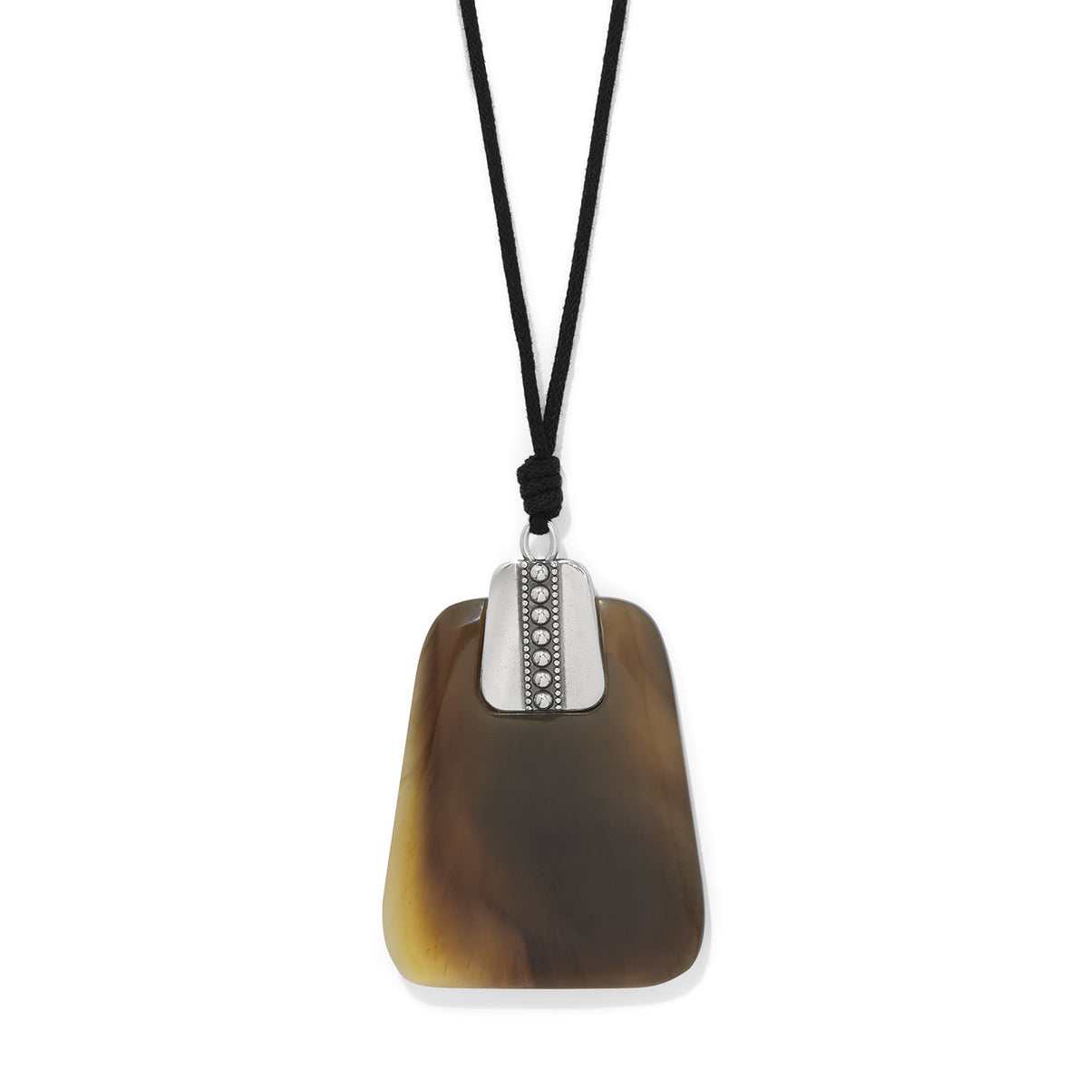 Brown buffalo horn large necklace with silver plated lobster claw closure