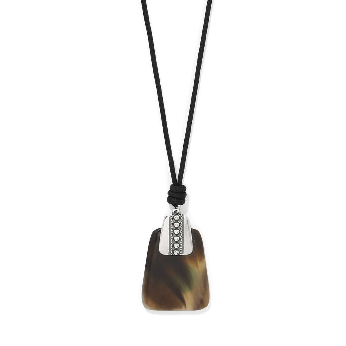 Brown buffalo horn petite necklace with silver plated lobster claw closure