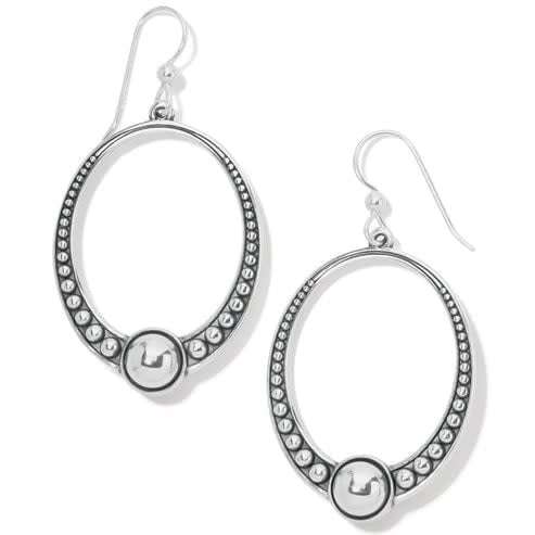 Silver plated French wire earrings featuring oval silver sculpted beading studs.