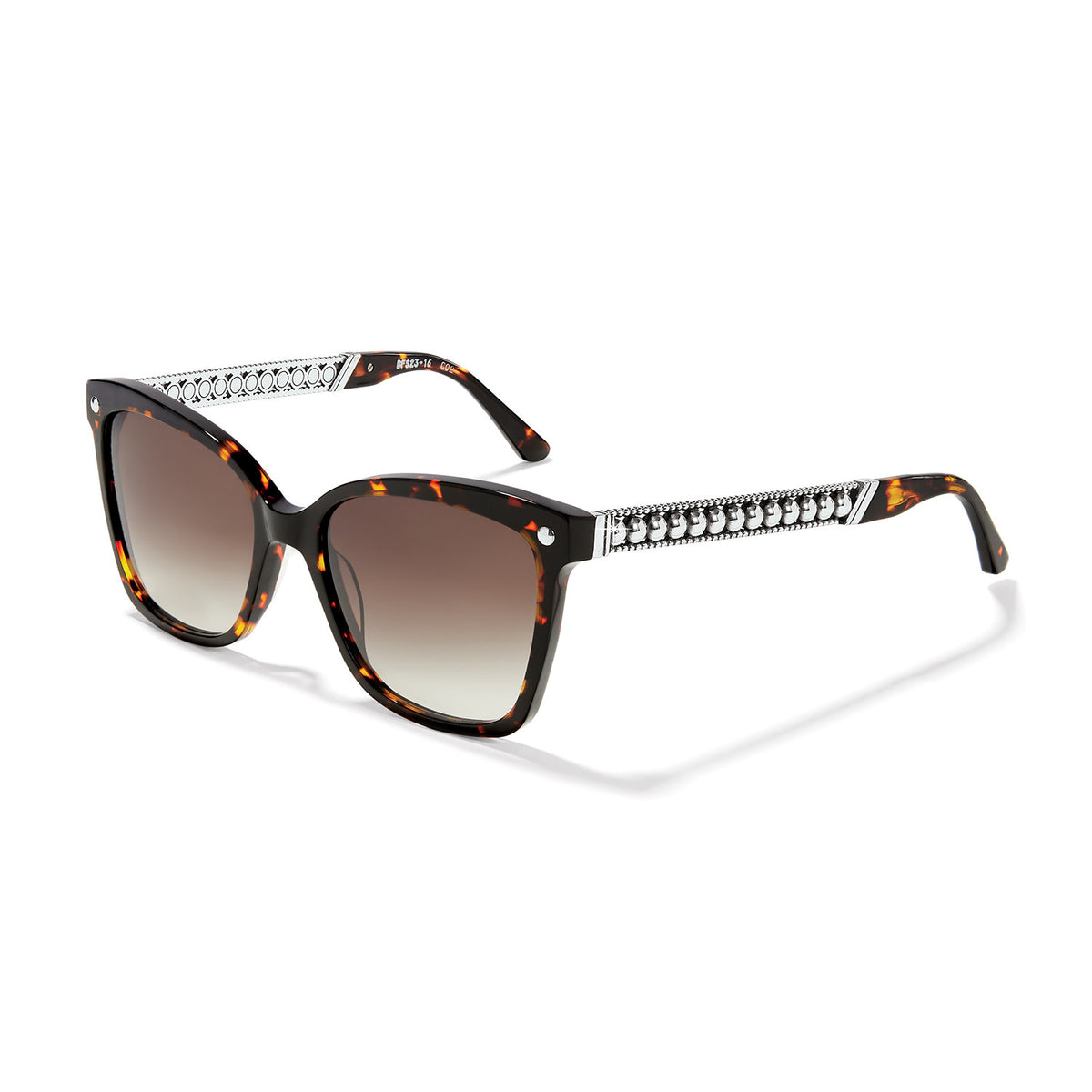 Square silver-plated sunglasses with a butterfly-shaped frame featuring pierced stud accents.