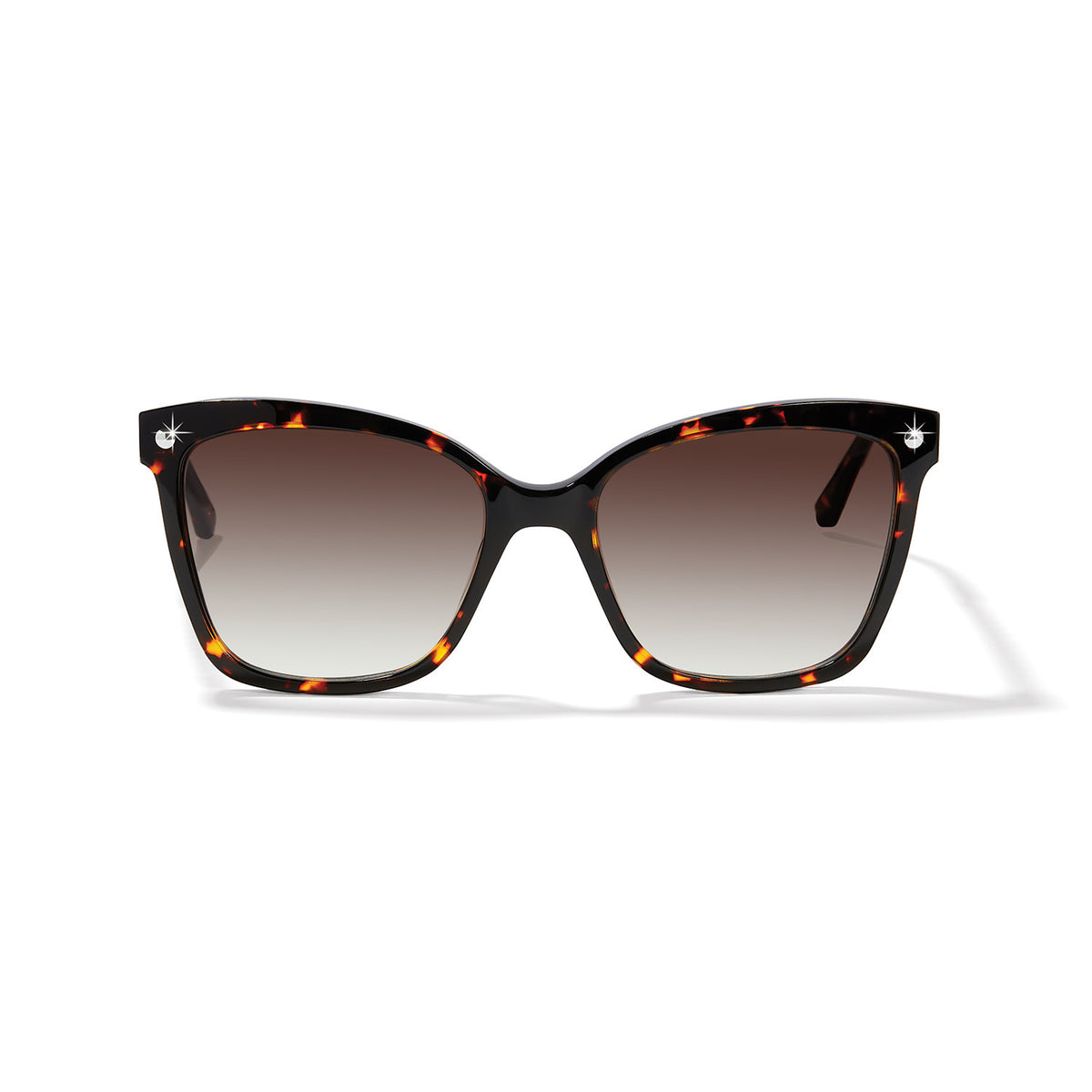 Square silver-plated sunglasses with a butterfly-shaped frame featuring pierced stud accents.