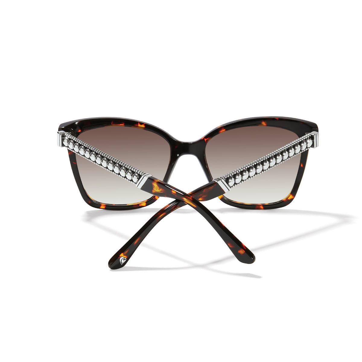 Square silver-plated sunglasses with a butterfly frame featuring pierced stud accents