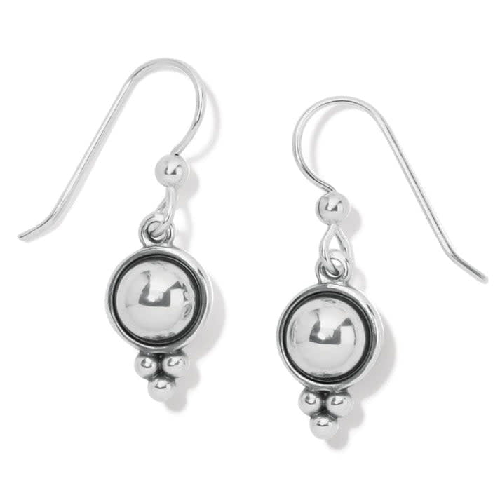 Silver plated French wire earrings with sculpted beaded stud ornamentation